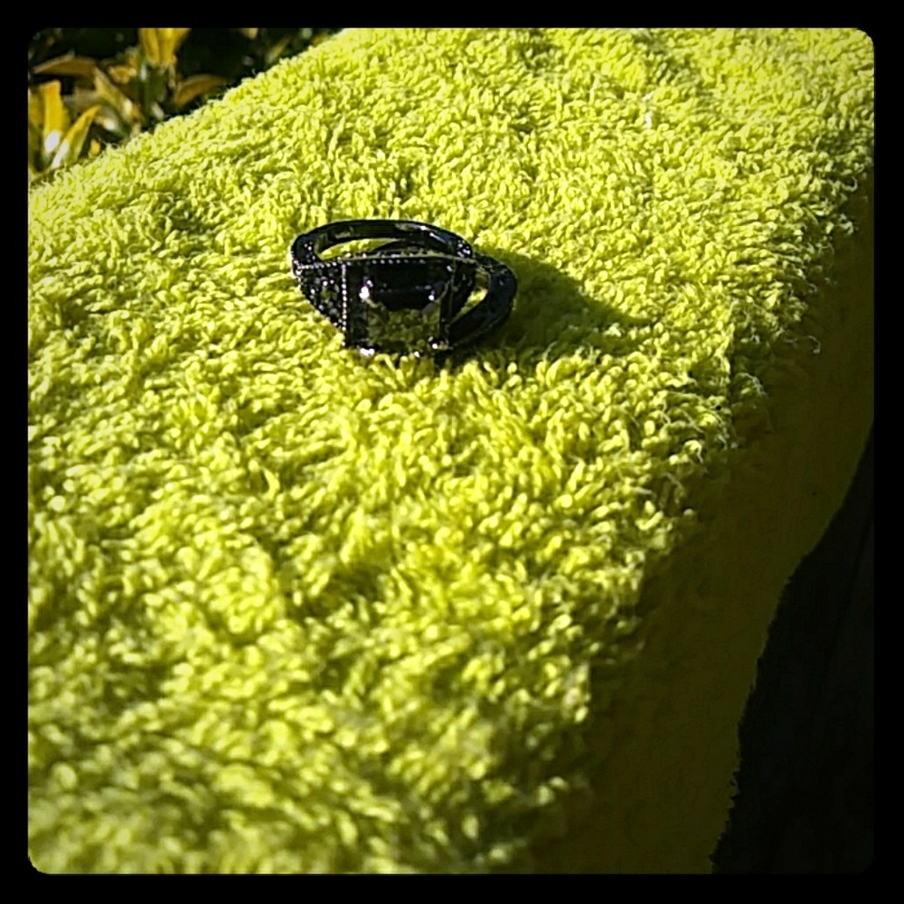 Beautiful black engagement ring with black stone